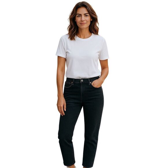 Zara Black Baggy Denim Jeans Womens Size 10 Euro 42 Relaxed Fit 5 Pocket Design - Picture 1 of 6